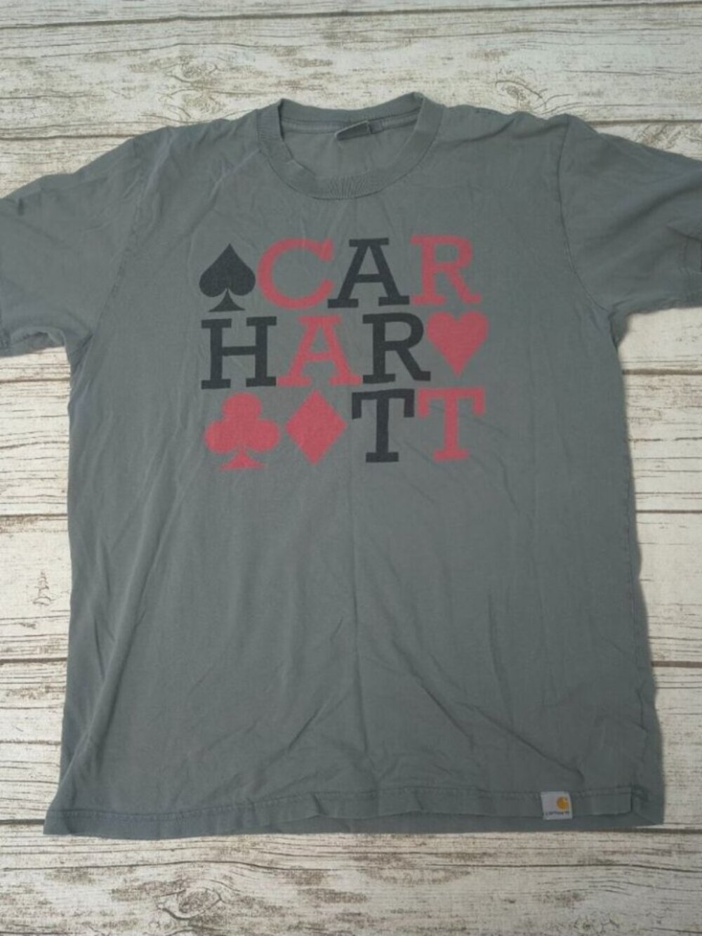 Carhartt WIP Grey T Shirt Playing Cards Suits Men Size Large